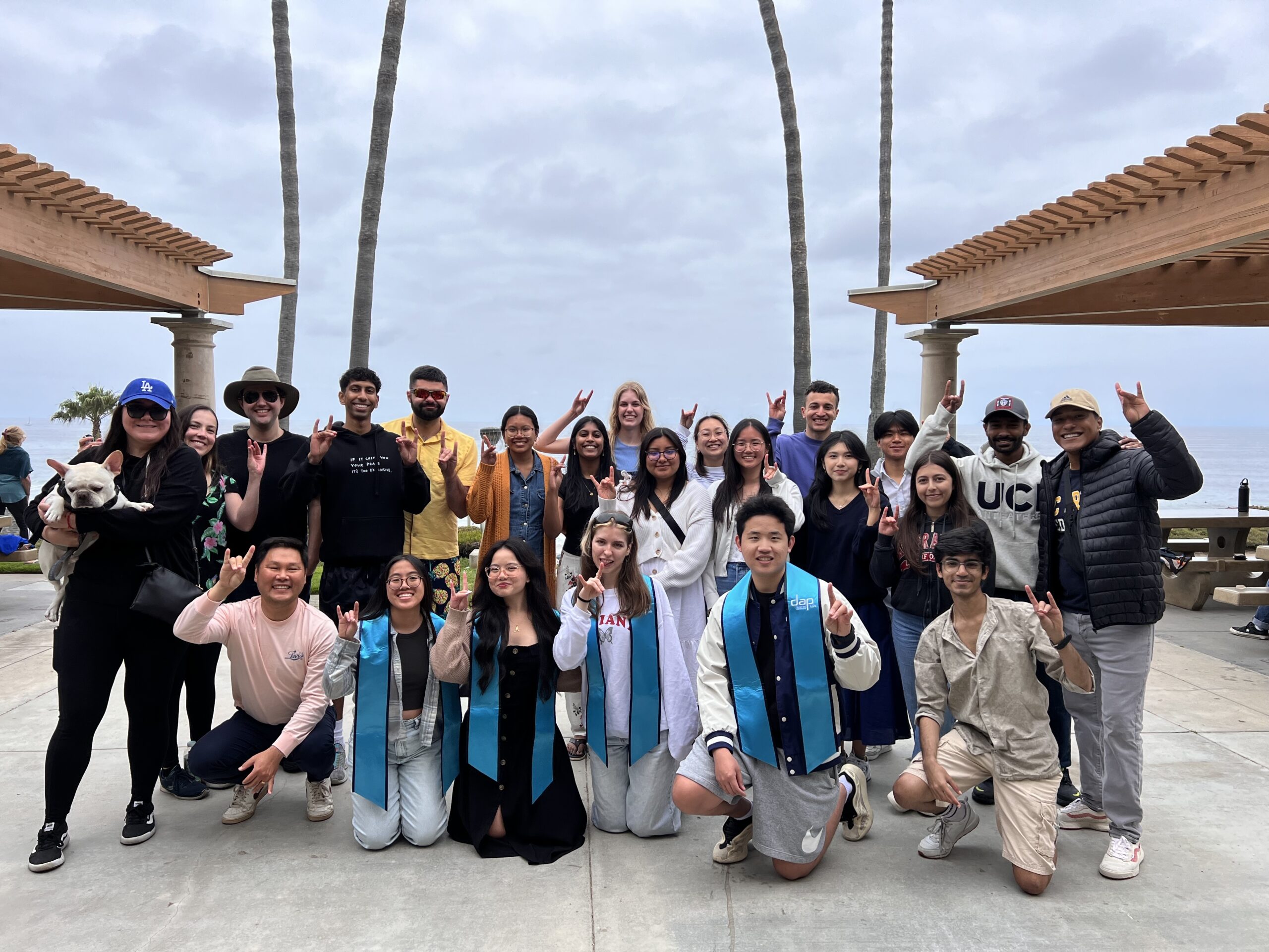 students pose together